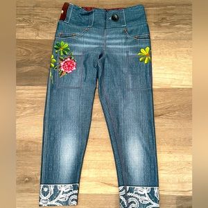 COPY - InkNBurn Boho Denim Running Capri Leggings, Size 0